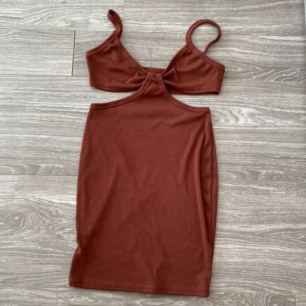 Brown cutout mini dress